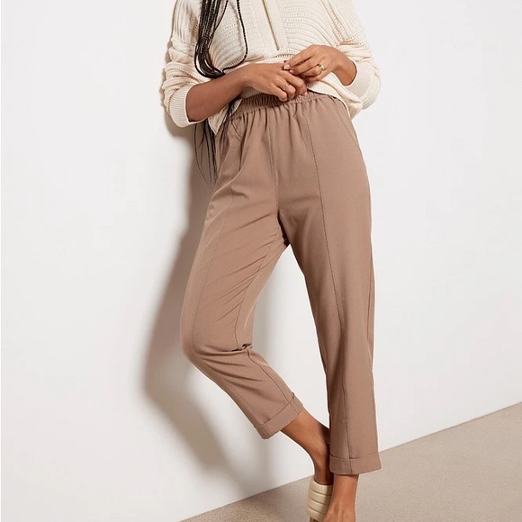 Varley Cypress Turn Up Stretch Twill Taupe Casual Neutral Relaxed Pants Small - Picture 2 of 11